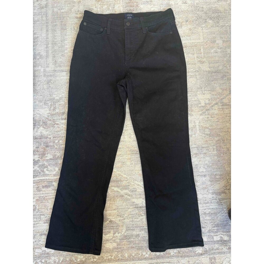 J.Crew Mid-Rise Flare Crop Jean in All-Day Stretch - Black - 27